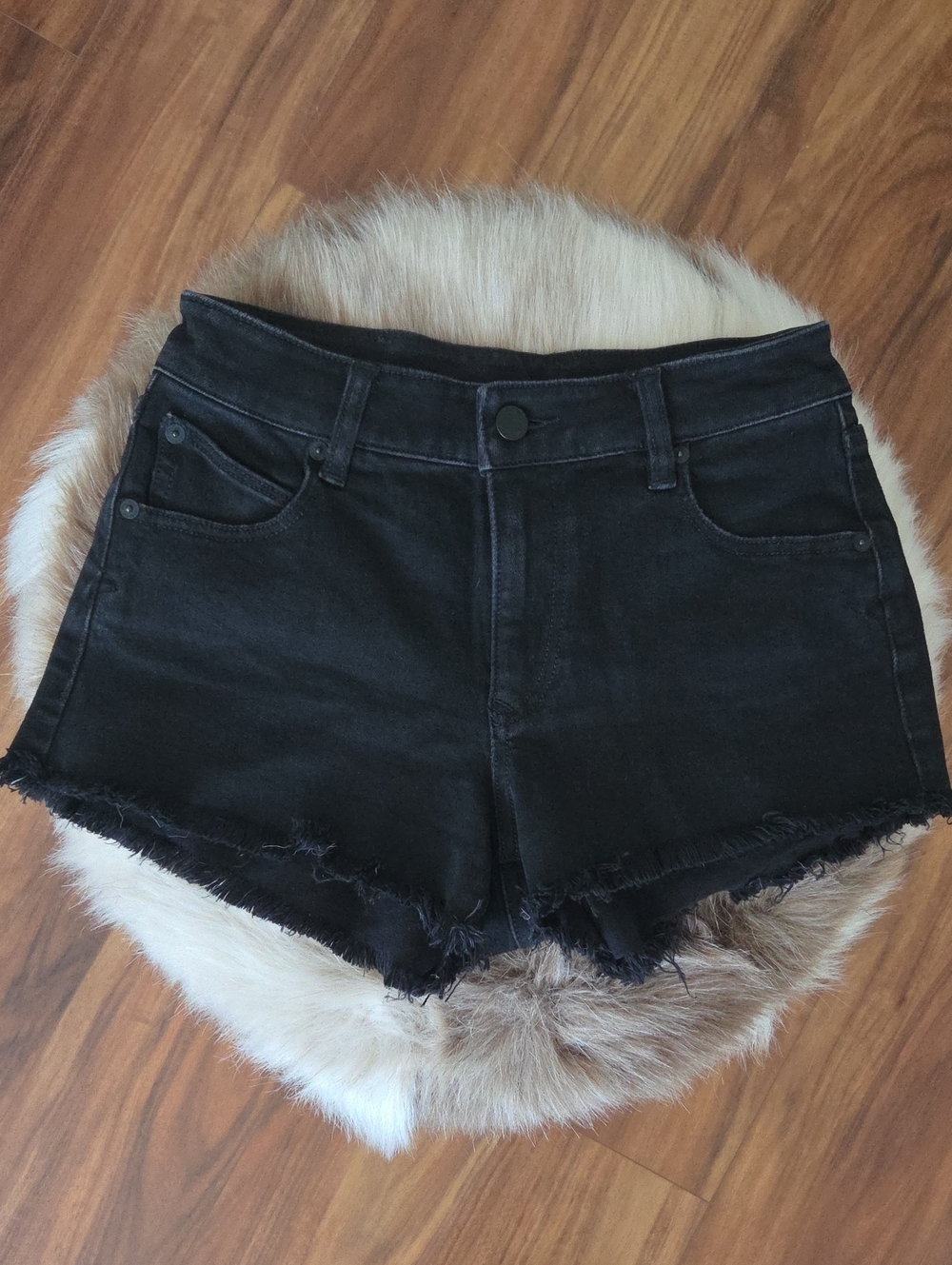 Volcom Women’s Black Frayed Hem Denim Shorts